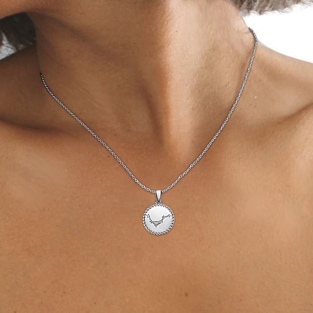 White Gold Libra Diamond Star Sign Coin Necklace