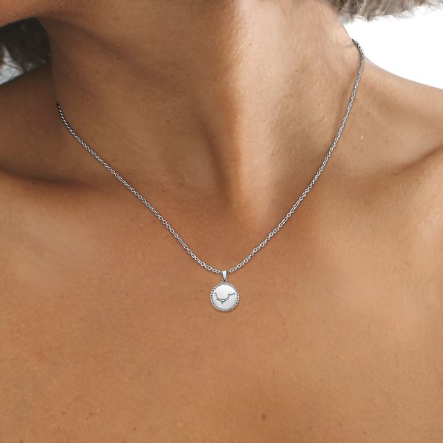 White Gold Libra Diamond Star Sign Coin Necklace
