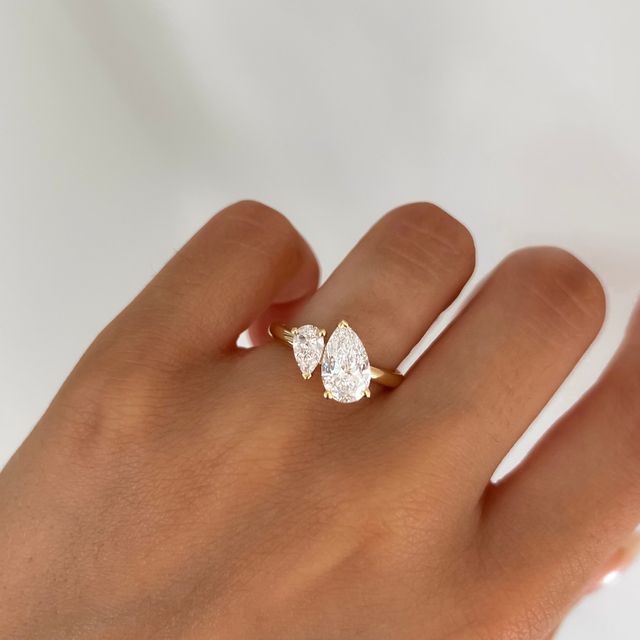 Yellow Gold Toi Et Moi Pear And Pear Engagement Ring
