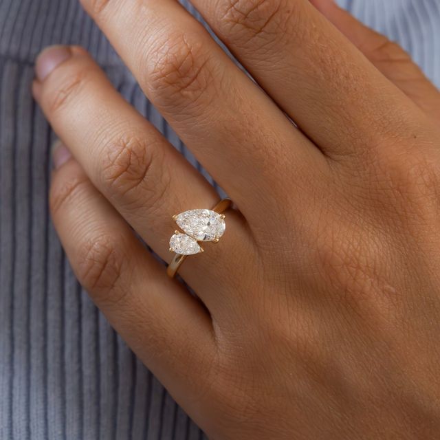 Yellow Gold Toi Et Moi Pear And Pear Engagement Ring