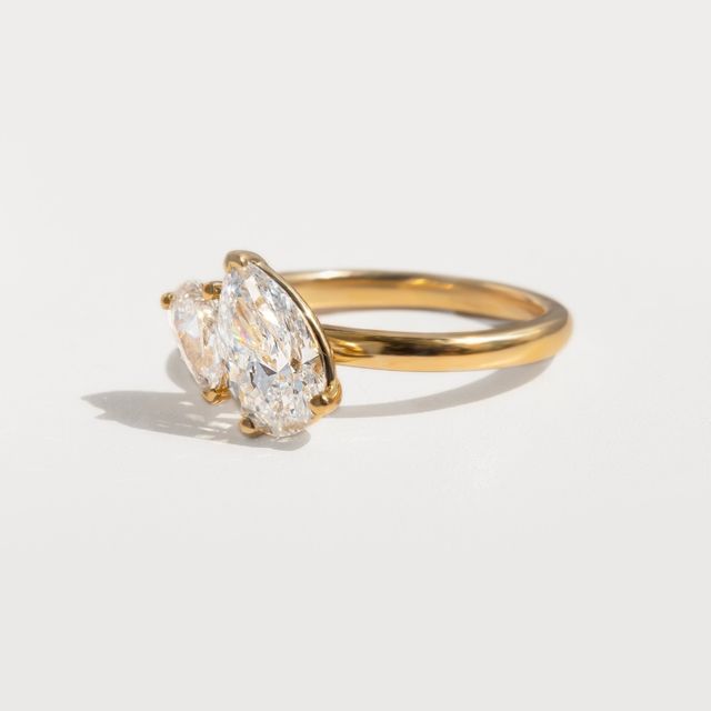 Yellow Gold Toi Et Moi Pear And Pear Engagement Ring