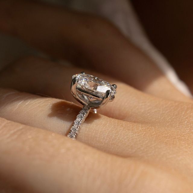 2.20ct Jessica Platinum Diamond Band Engagement Ring Oval Lab Diamond