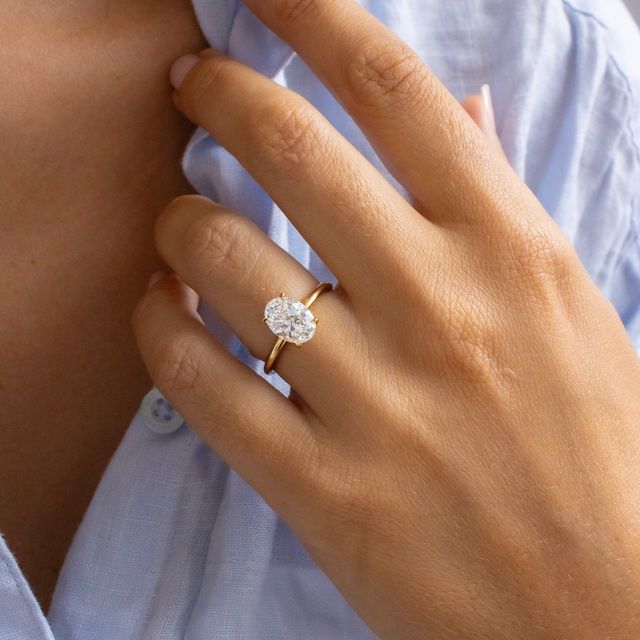 2.00ct Chelsea Yellow Gold Solitaire Engagement Ring Oval Lab Diamond