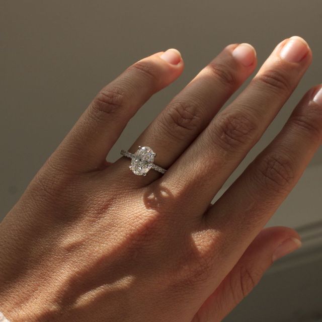 2.20ct Jessica Platinum Diamond Band Engagement Ring Oval Lab Diamond