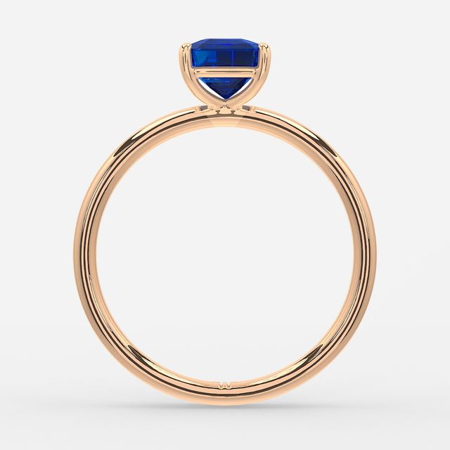 1.00ct Lab Grown Asscher Blue Sapphire Chelsea Rose Gold Solitaire Engagement Ring