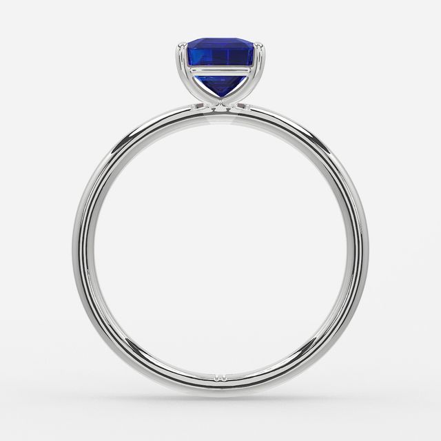 1.00ct Lab Grown Asscher Blue Sapphire Chelsea Platinum Solitaire Engagement Ring