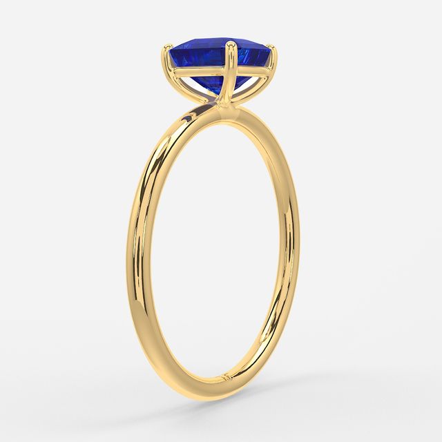1.00ct Lab Grown Asscher Blue Sapphire Chelsea Yellow Gold Solitaire Engagement Ring