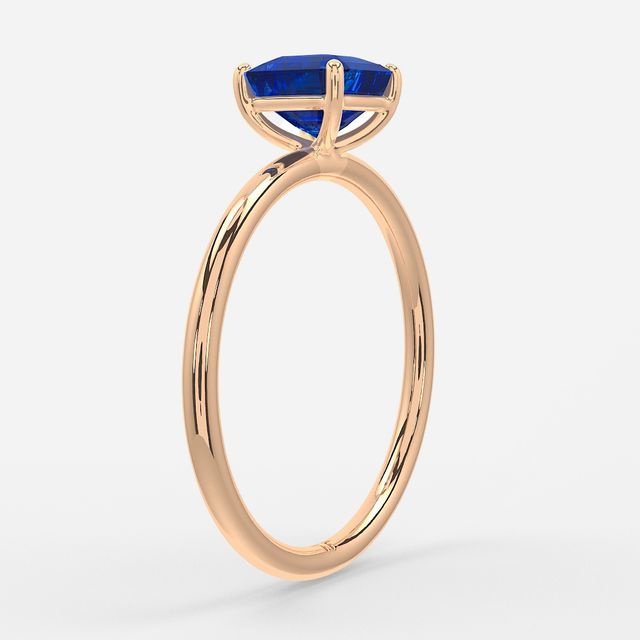 1.00ct Lab Grown Asscher Blue Sapphire Chelsea Rose Gold Solitaire Engagement Ring