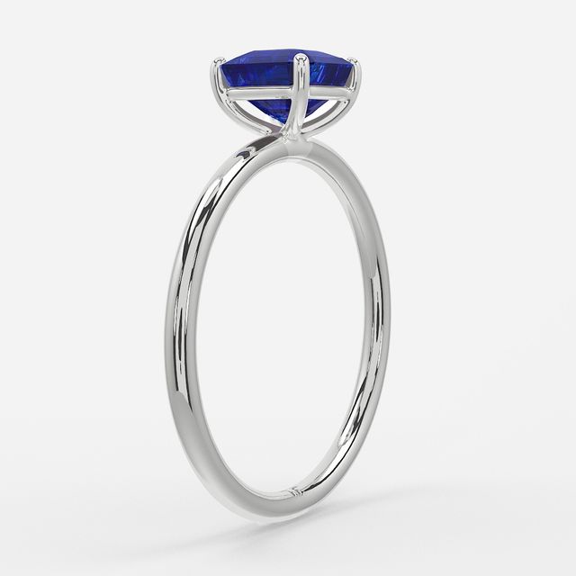 1.00ct Lab Grown Asscher Blue Sapphire Chelsea Platinum Solitaire Engagement Ring
