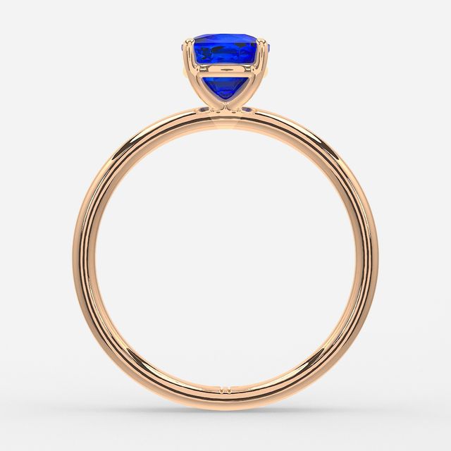 1.00ct Lab Grown Cushion Blue Sapphire Chelsea Rose Gold Solitaire Engagement Ring
