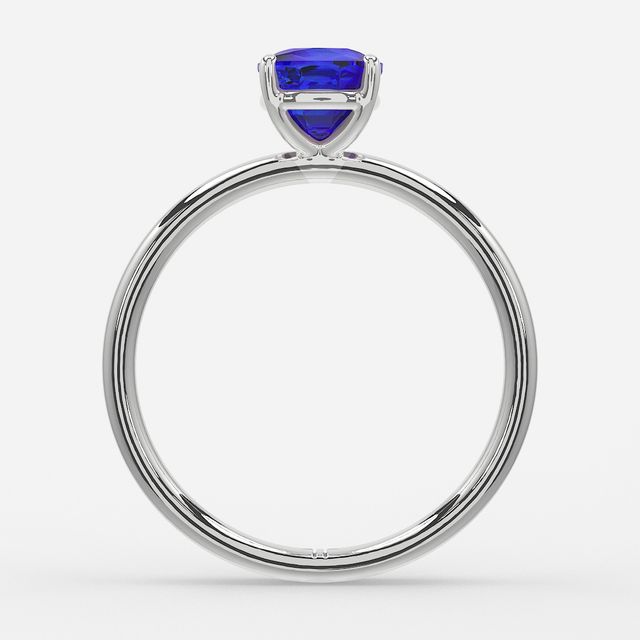 1.00ct Lab Grown Cushion Blue Sapphire Chelsea White Gold Solitaire Engagement Ring