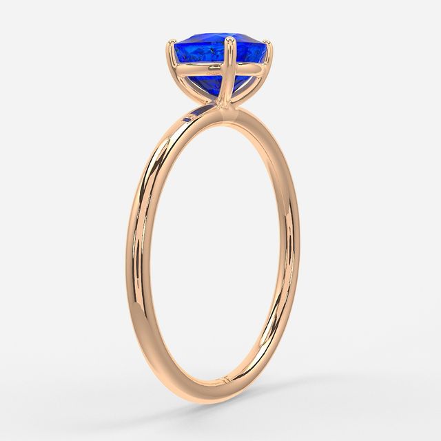 1.00ct Lab Grown Cushion Blue Sapphire Chelsea Rose Gold Solitaire Engagement Ring