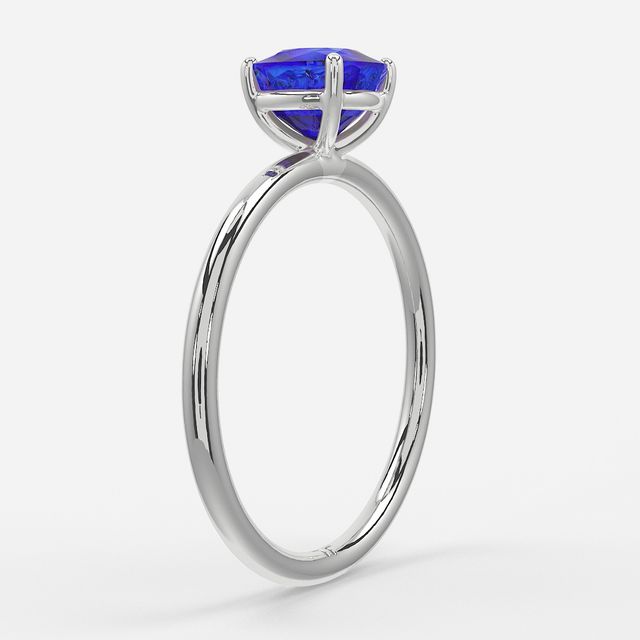 1.00ct Lab Grown Cushion Blue Sapphire Chelsea White Gold Solitaire Engagement Ring