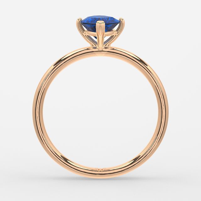 1.00ct Lab Grown Marquise Blue Sapphire Chelsea Rose Gold Solitaire Engagement Ring