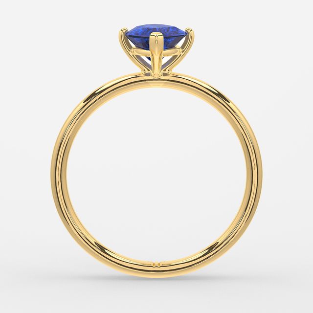 1.00ct Lab Grown Marquise Blue Sapphire Chelsea Yellow Gold Solitaire Engagement Ring