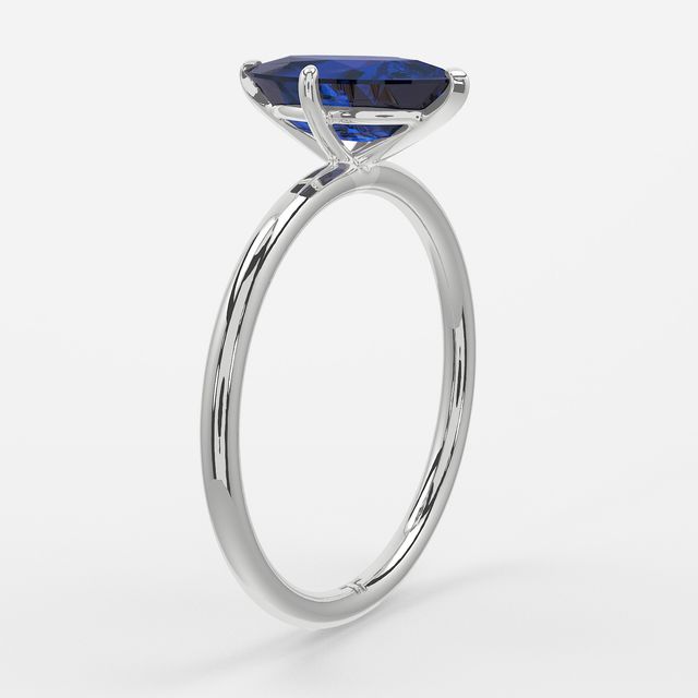 1.00ct Lab Grown Marquise Blue Sapphire Chelsea White Gold Solitaire Engagement Ring