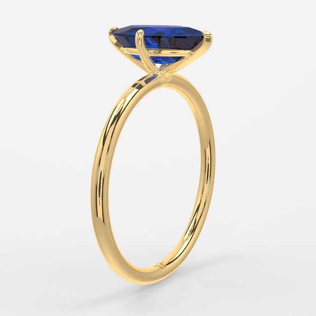 1.00ct Lab Grown Marquise Blue Sapphire Chelsea Yellow Gold Solitaire Engagement Ring