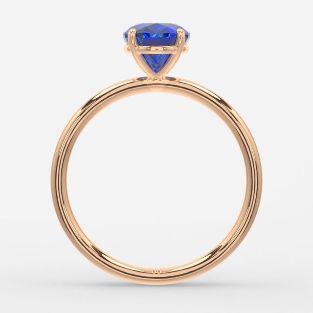 1.00ct Lab Grown Oval Blue Sapphire Chelsea Rose Gold Solitaire Engagement Ring