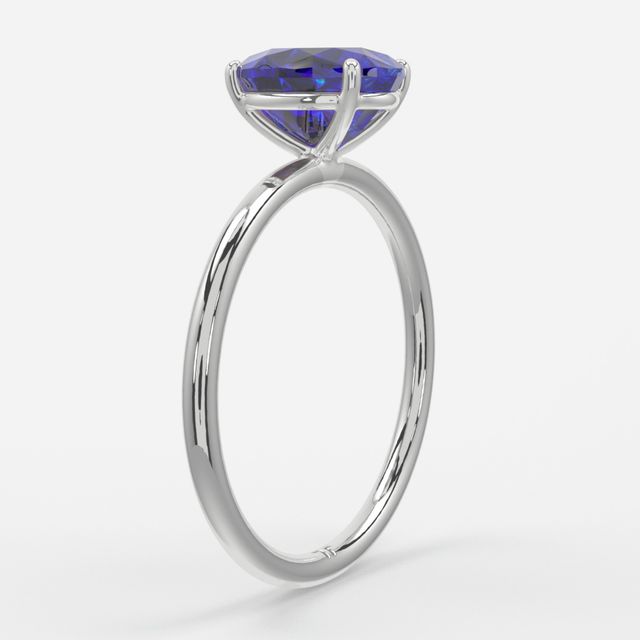 1.00ct Lab Grown Oval Blue Sapphire Chelsea Platinum Solitaire Engagement Ring