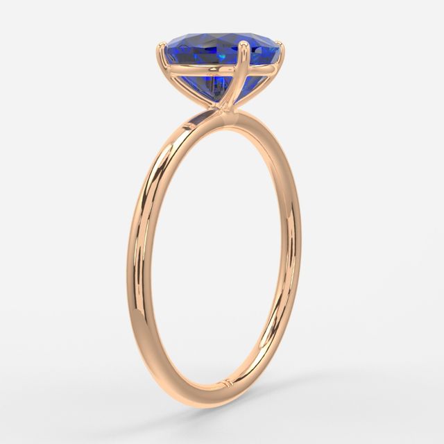 1.00ct Lab Grown Oval Blue Sapphire Chelsea Rose Gold Solitaire Engagement Ring
