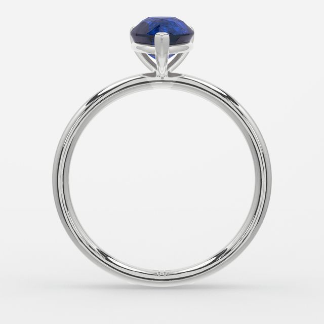 1.00ct Lab Grown Pear Blue Sapphire Chelsea White Gold Solitaire Engagement Ring