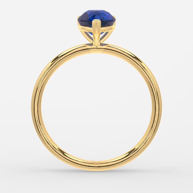 1.00ct Lab Grown Pear Blue Sapphire Chelsea Yellow Gold Solitaire Engagement Ring