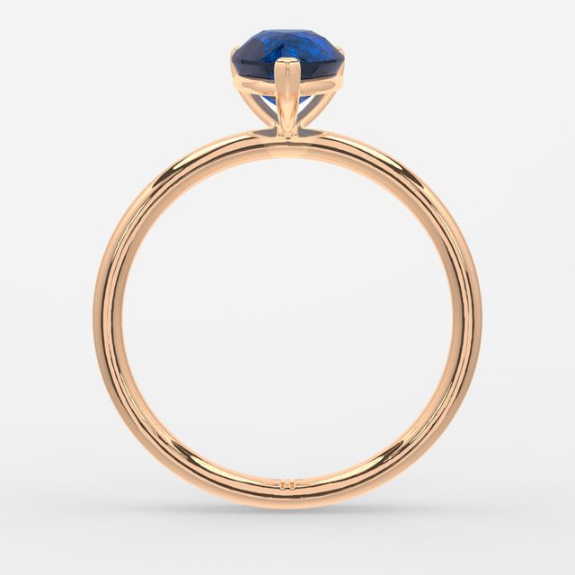 1.00ct Lab Grown Pear Blue Sapphire Chelsea Rose Gold Solitaire Engagement Ring