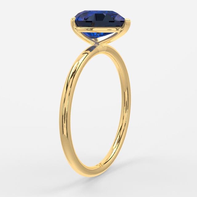 1.00ct Lab Grown Pear Blue Sapphire Chelsea Yellow Gold Solitaire Engagement Ring