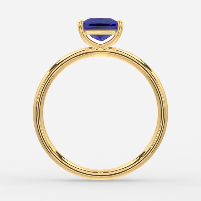 1.00ct Lab Grown Princess Blue Sapphire Chelsea Yellow Gold Solitaire Engagement Ring