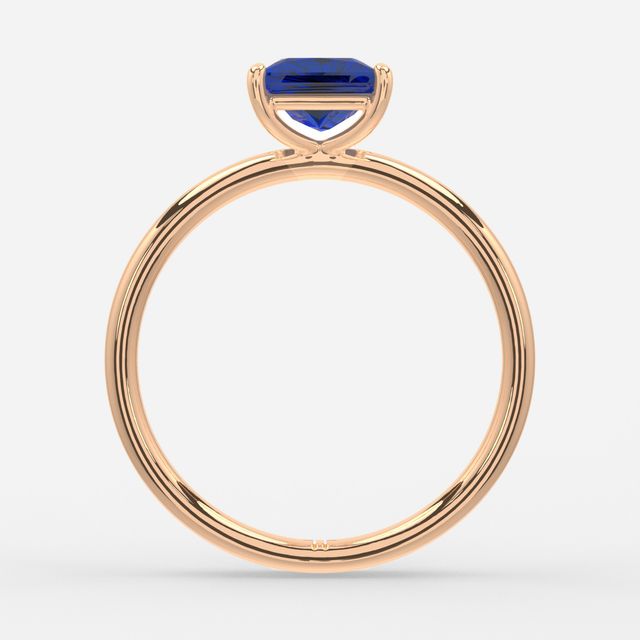 1.00ct Lab Grown Princess Blue Sapphire Chelsea Rose Gold Solitaire Engagement Ring