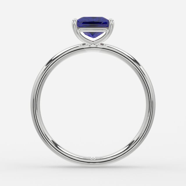 1.00ct Lab Grown Princess Blue Sapphire Chelsea White Gold Solitaire Engagement Ring