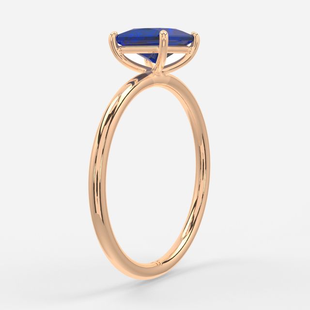 1.00ct Lab Grown Princess Blue Sapphire Chelsea Rose Gold Solitaire Engagement Ring