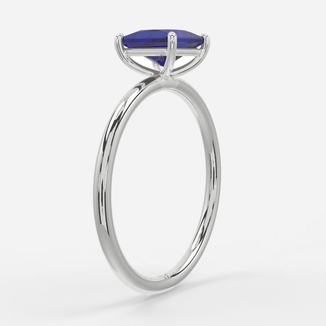 1.00ct Lab Grown Princess Blue Sapphire Chelsea White Gold Solitaire Engagement Ring