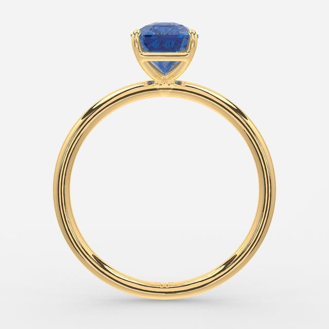 1.00ct Lab Grown Radiant Blue Sapphire Chelsea Yellow Gold Solitaire Engagement Ring