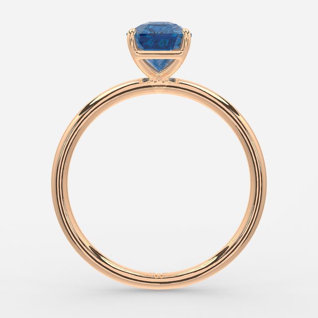 1.00ct Lab Grown Radiant Blue Sapphire Chelsea Rose Gold Solitaire Engagement Ring
