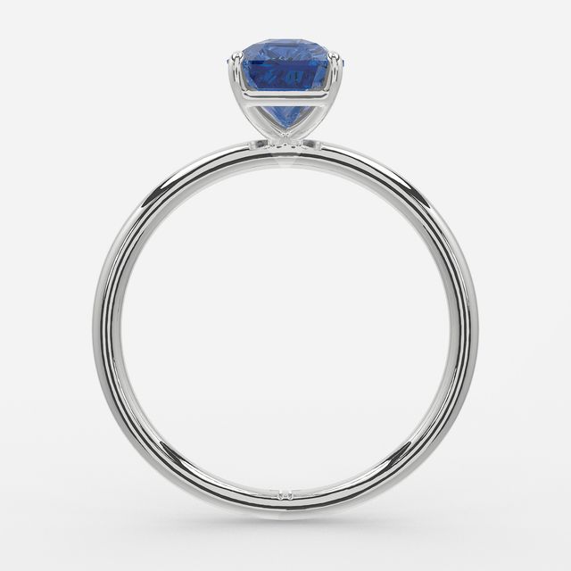 1.00ct Lab Grown Radiant Blue Sapphire Chelsea Platinum Solitaire Engagement Ring