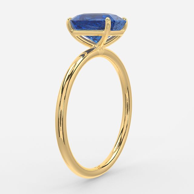 1.00ct Lab Grown Radiant Blue Sapphire Chelsea Yellow Gold Solitaire Engagement Ring