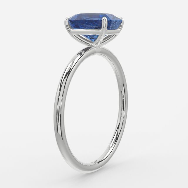 1.00ct Lab Grown Radiant Blue Sapphire Chelsea Platinum Solitaire Engagement Ring