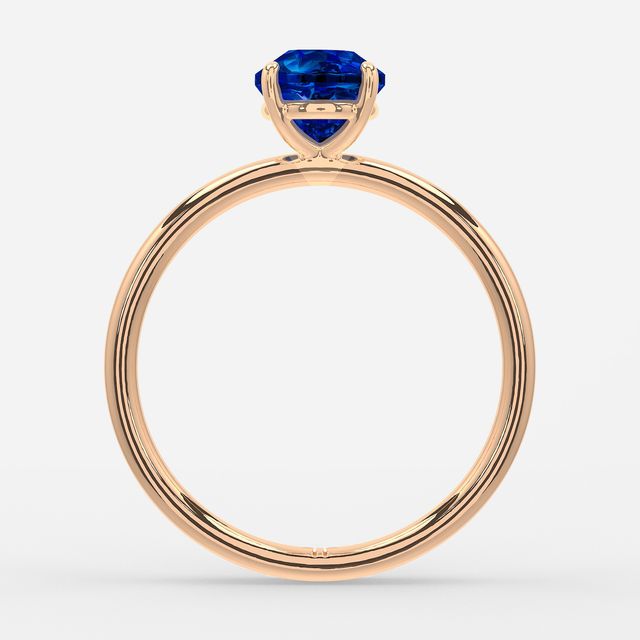 1.00ct Lab Grown Round Blue Sapphire Chelsea Rose Gold Solitaire Engagement Ring