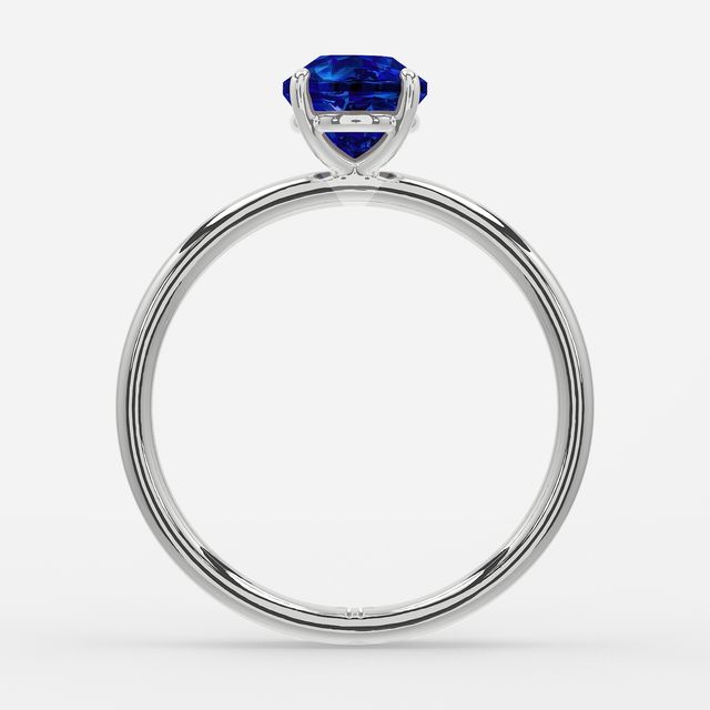 1.00ct Lab Grown Round Blue Sapphire Chelsea White Gold Solitaire Engagement Ring
