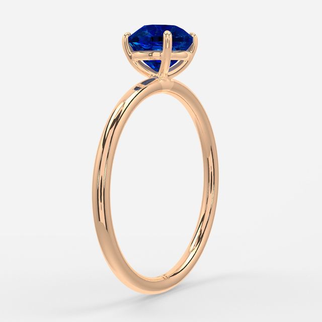 1.00ct Lab Grown Round Blue Sapphire Chelsea Rose Gold Solitaire Engagement Ring