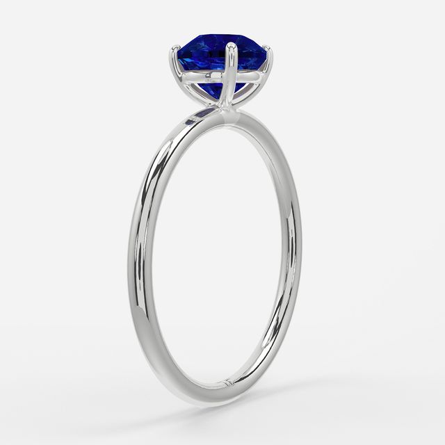 1.00ct Lab Grown Round Blue Sapphire Chelsea White Gold Solitaire Engagement Ring