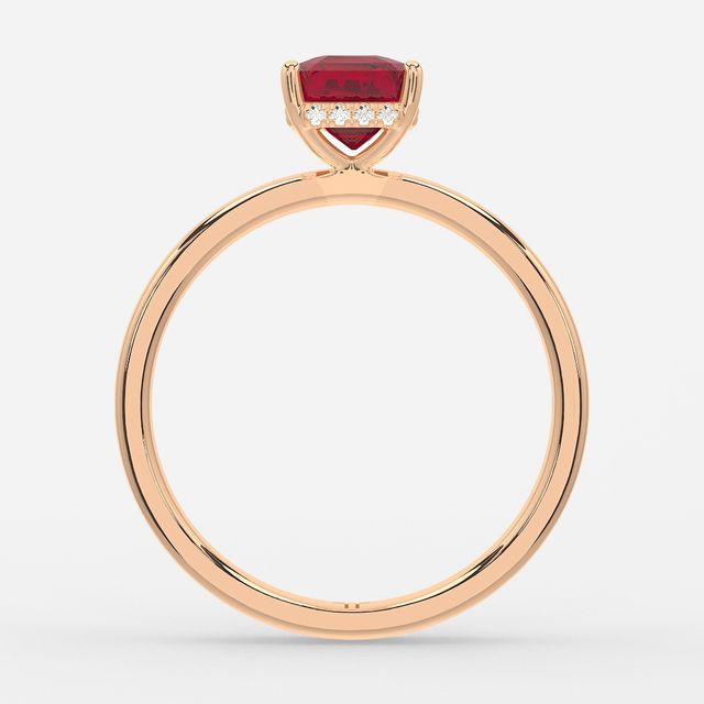 1.00ct Lab-Grown Asscher Ruby Kate Rose Gold Hidden Halo Engagement Ring