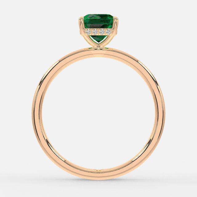 1.00ct Lab Grown Asscher Emerald Kate Rose Gold Hidden Halo Engagement Ring