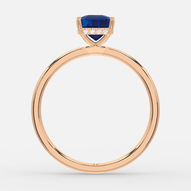 1.00ct Lab Grown Asscher Blue Sapphire Kate Rose Gold Hidden Halo Engagement Ring