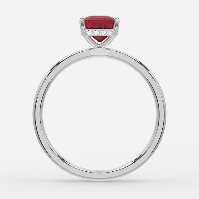 1.00ct Lab-Grown Asscher Ruby Kate White Gold Hidden Halo Engagement Ring