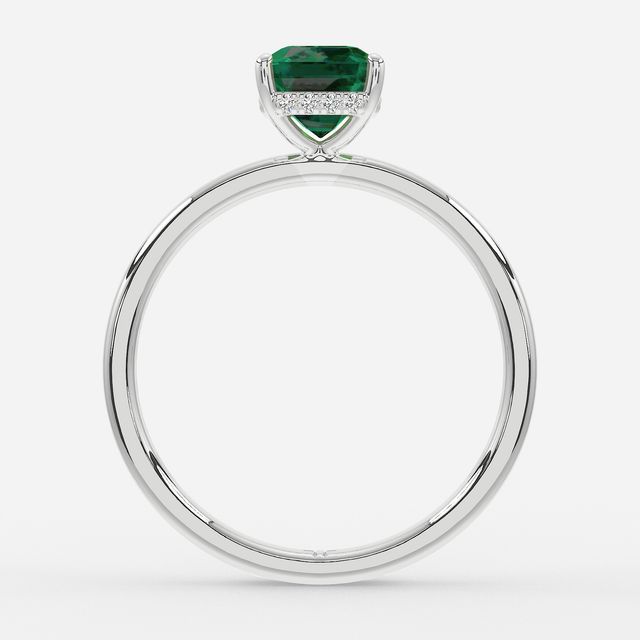 1.00ct Lab Grown Asscher Emerald Kate Platinum Hidden Halo Engagement Ring