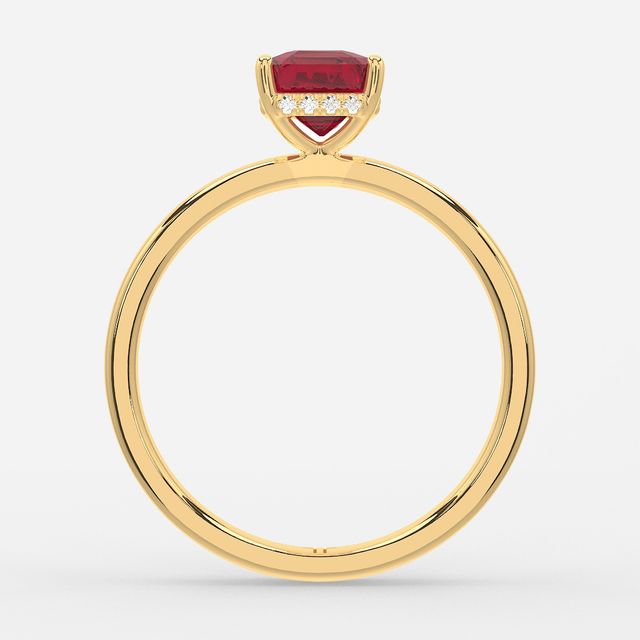 1.00ct Lab-Grown Asscher Ruby Kate Yellow Gold Hidden Halo Engagement Ring