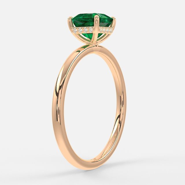 1.00ct Lab Grown Asscher Emerald Kate Rose Gold Hidden Halo Engagement Ring