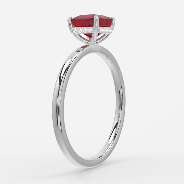 1.00ct Lab-Grown Asscher Ruby Kate White Gold Hidden Halo Engagement Ring